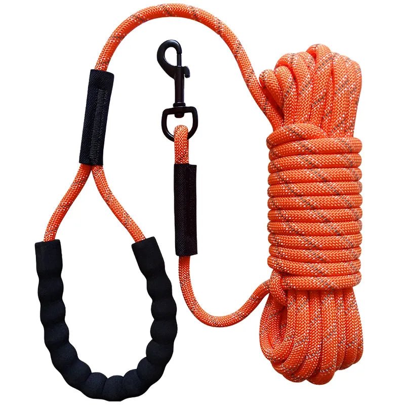 Extra Long Reflective Dog Leash – Durable Nylon, Comfortable Foam Handle, Ideal for Training and Walking, Available in 10m, 15m, 20m