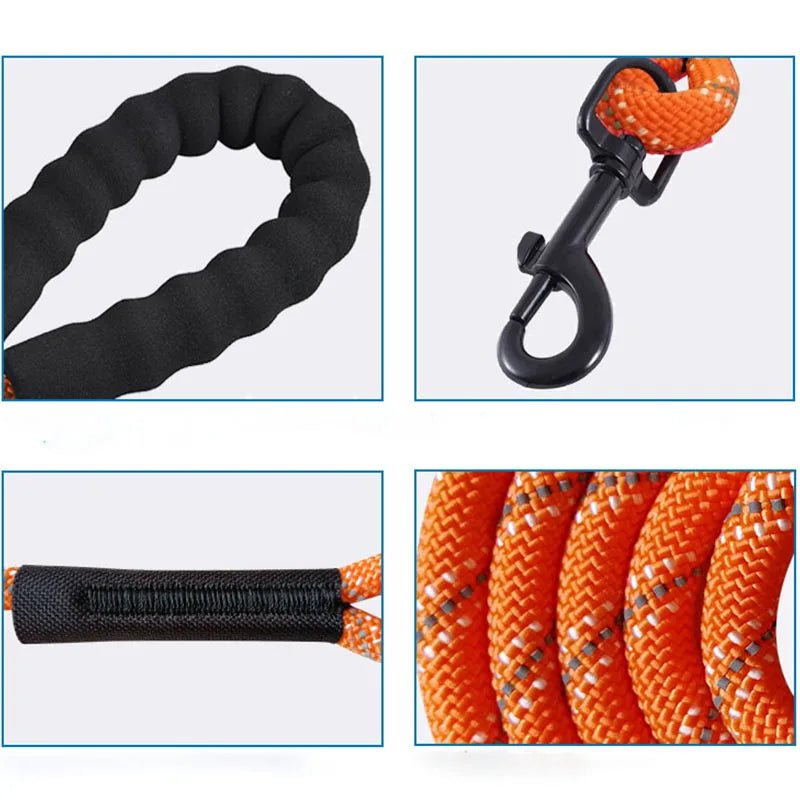 Extra Long Reflective Dog Leash – Durable Nylon, Comfortable Foam Handle, Ideal for Training and Walking, Available in 10m, 15m, 20m