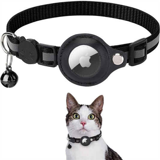 Reflective Cat Collar with GPS Tracker Holder and Safety Closure – Adjustable Night Visibility Collar with Bell
