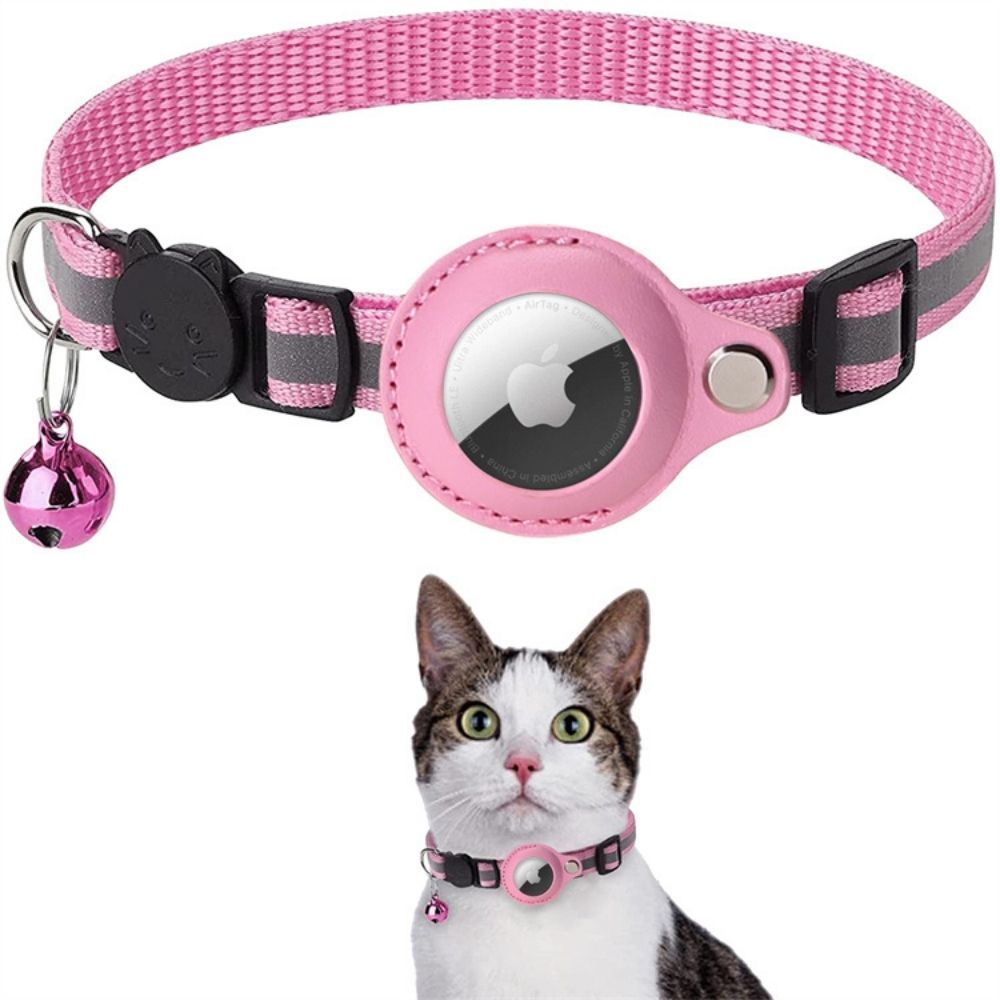 Reflective Cat Collar with GPS Tracker Holder and Safety Closure – Adjustable Night Visibility Collar with Bell