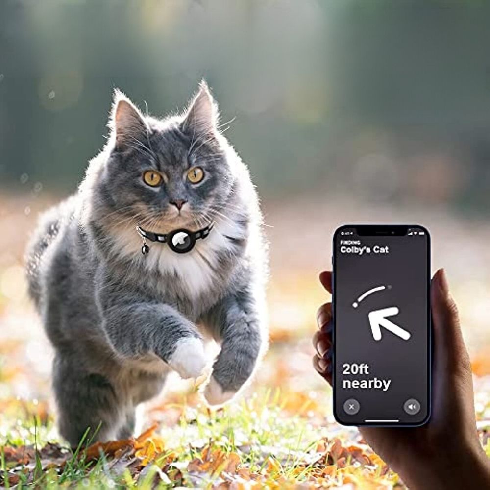 Reflective Cat Collar with GPS Tracker Holder and Safety Closure – Adjustable Night Visibility Collar with Bell